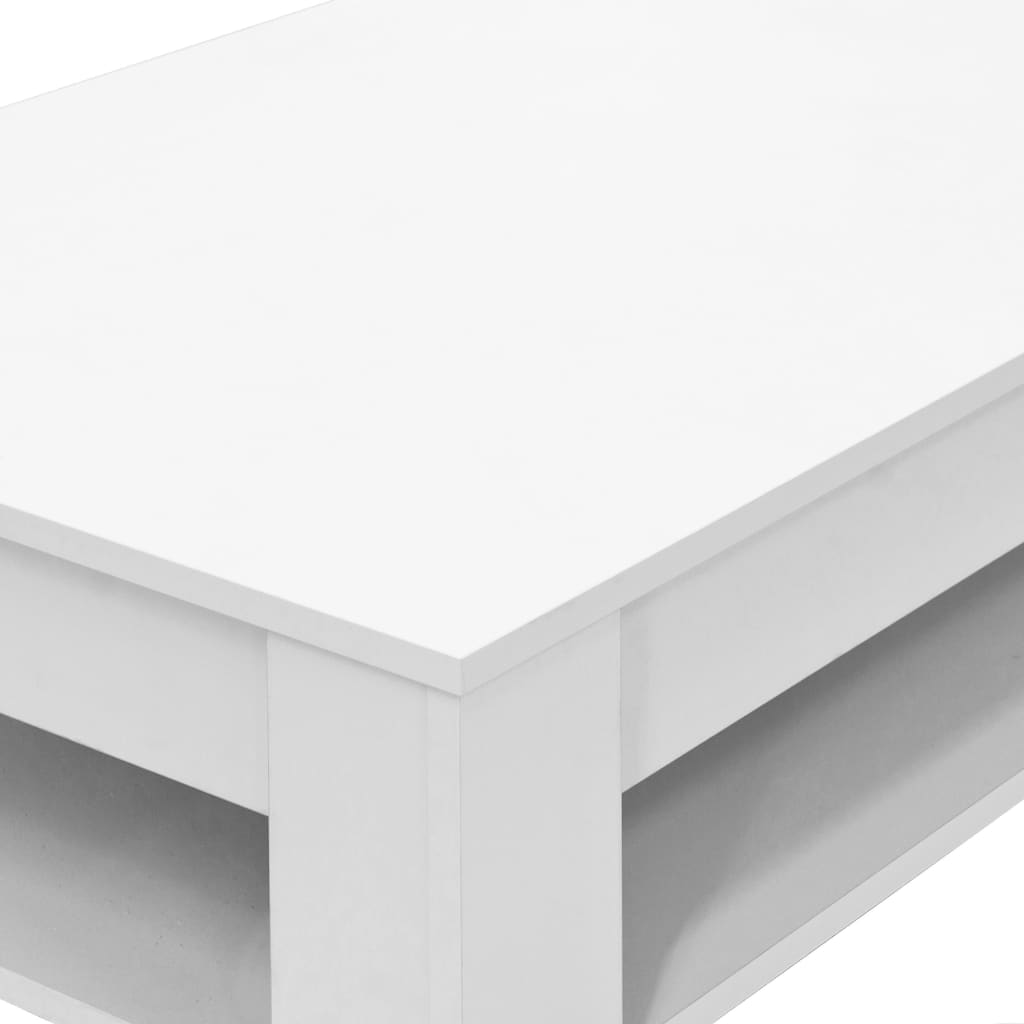 vidaXL Kavos staliukas, baltos spalvos, 110x65x48cm, apdirbta mediena