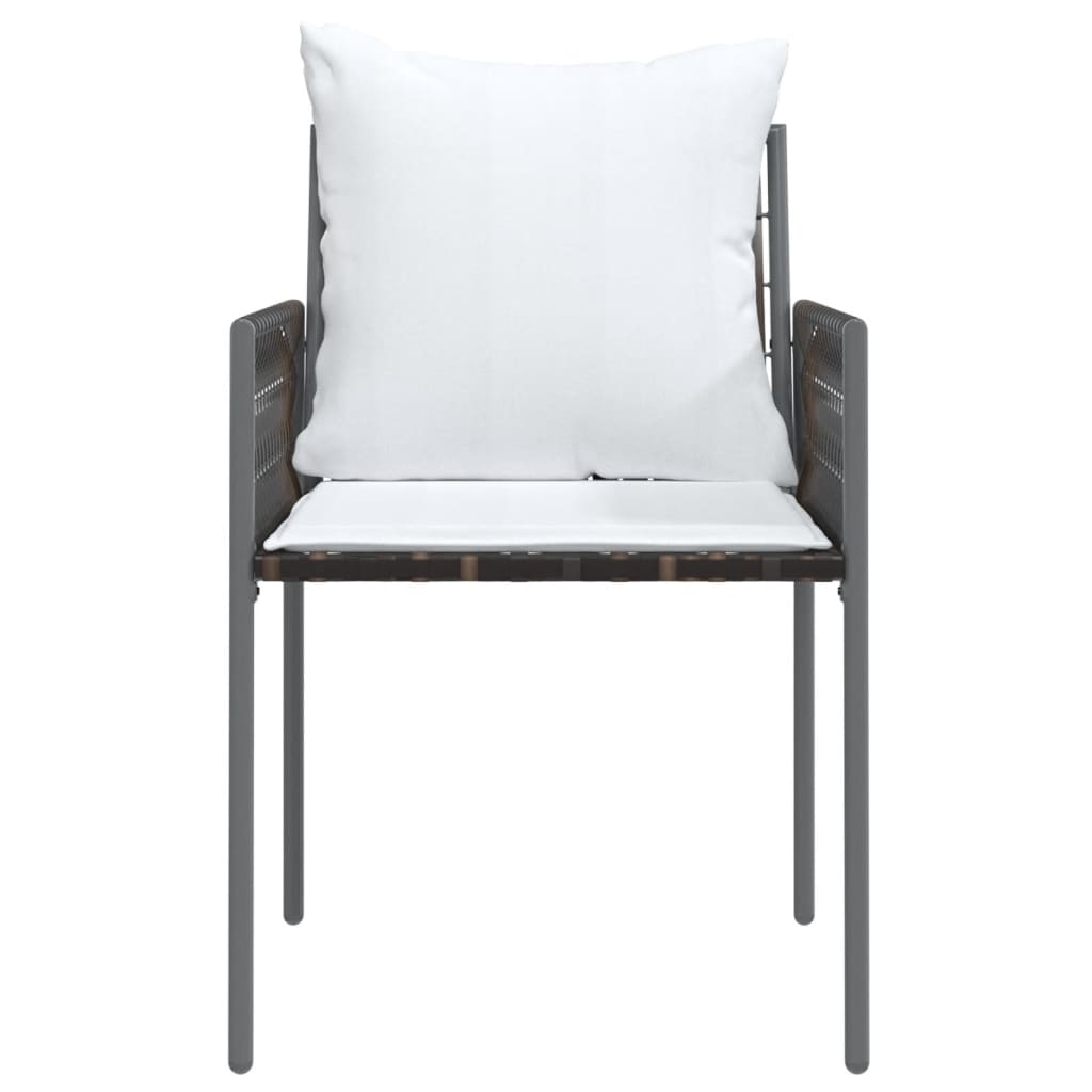 vidaXL Sodo kėdės su pagalvėmis, 6vnt., rudos, 54x61x83cm, poliratanas