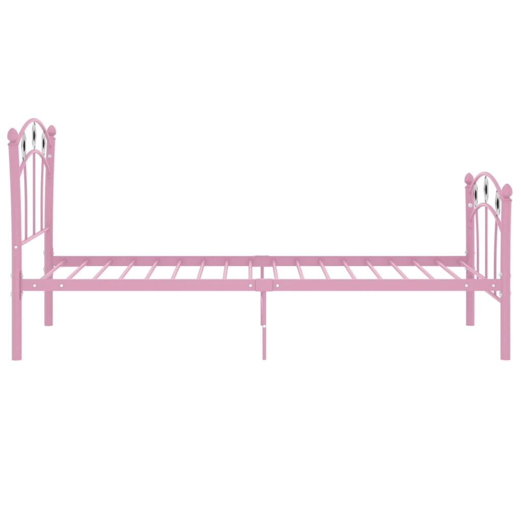 vidaXL Lovos rėmas, rožinis, 90x200cm, metalas, futbolo dizaino
