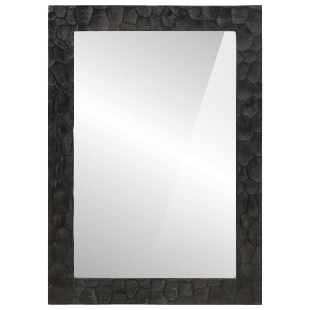 vidaXL Vonios veidrodis, juodas, 50x70x2,5cm, mango masyvas ir stiklas