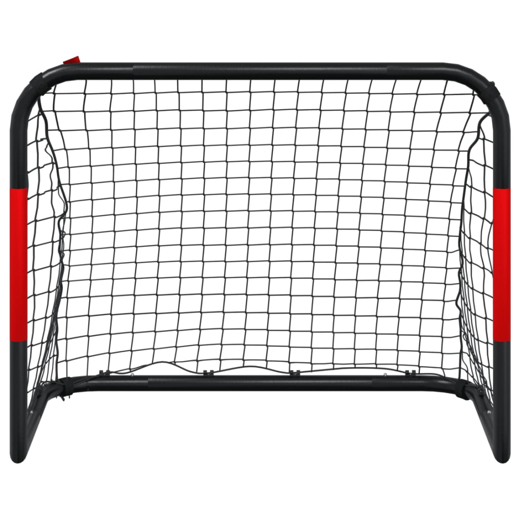 vidaXL Futbolo vartai su tinklu, raudoni ir juodi, 90x48x71cm, plienas