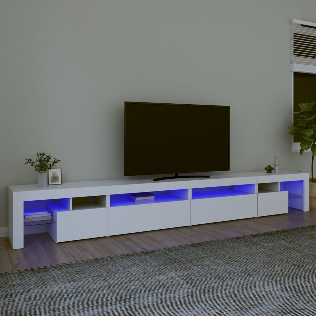 vidaXL Televizoriaus spintelė su LED apšvietimu, balta, 290x36,5x40cm