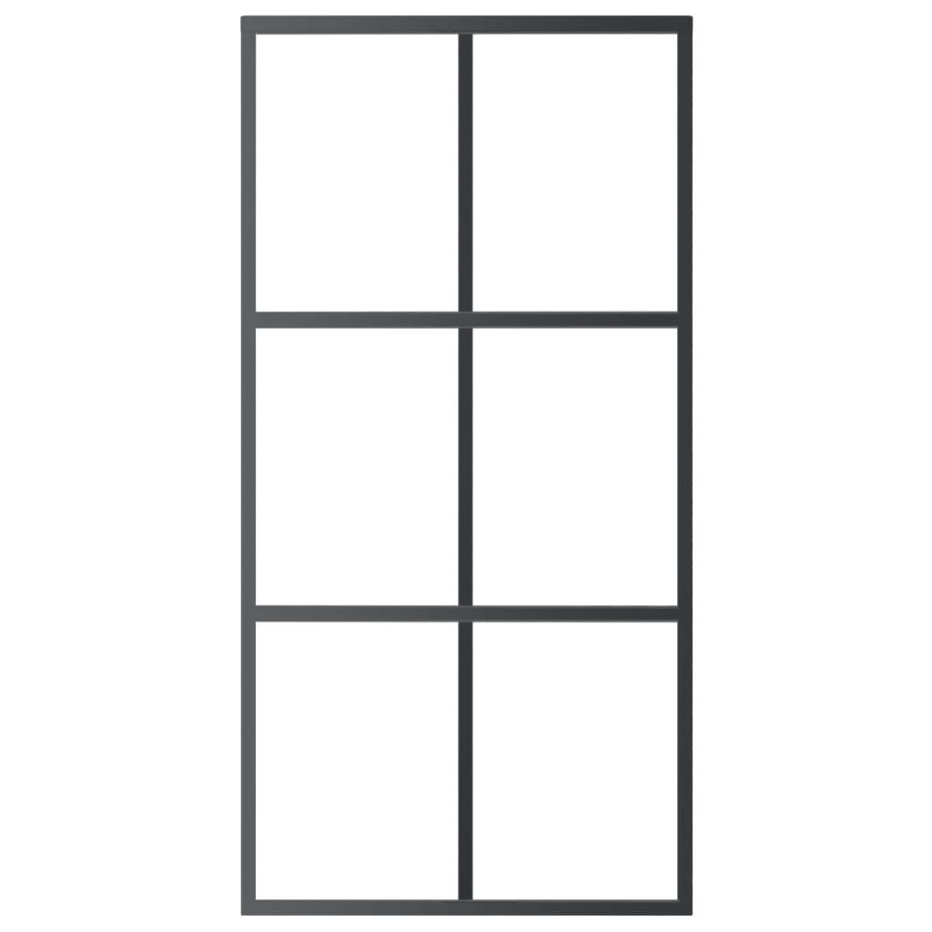 vidaXL Stumdomos durys, juodos, 102x205cm, ESG stiklas ir aliuminis