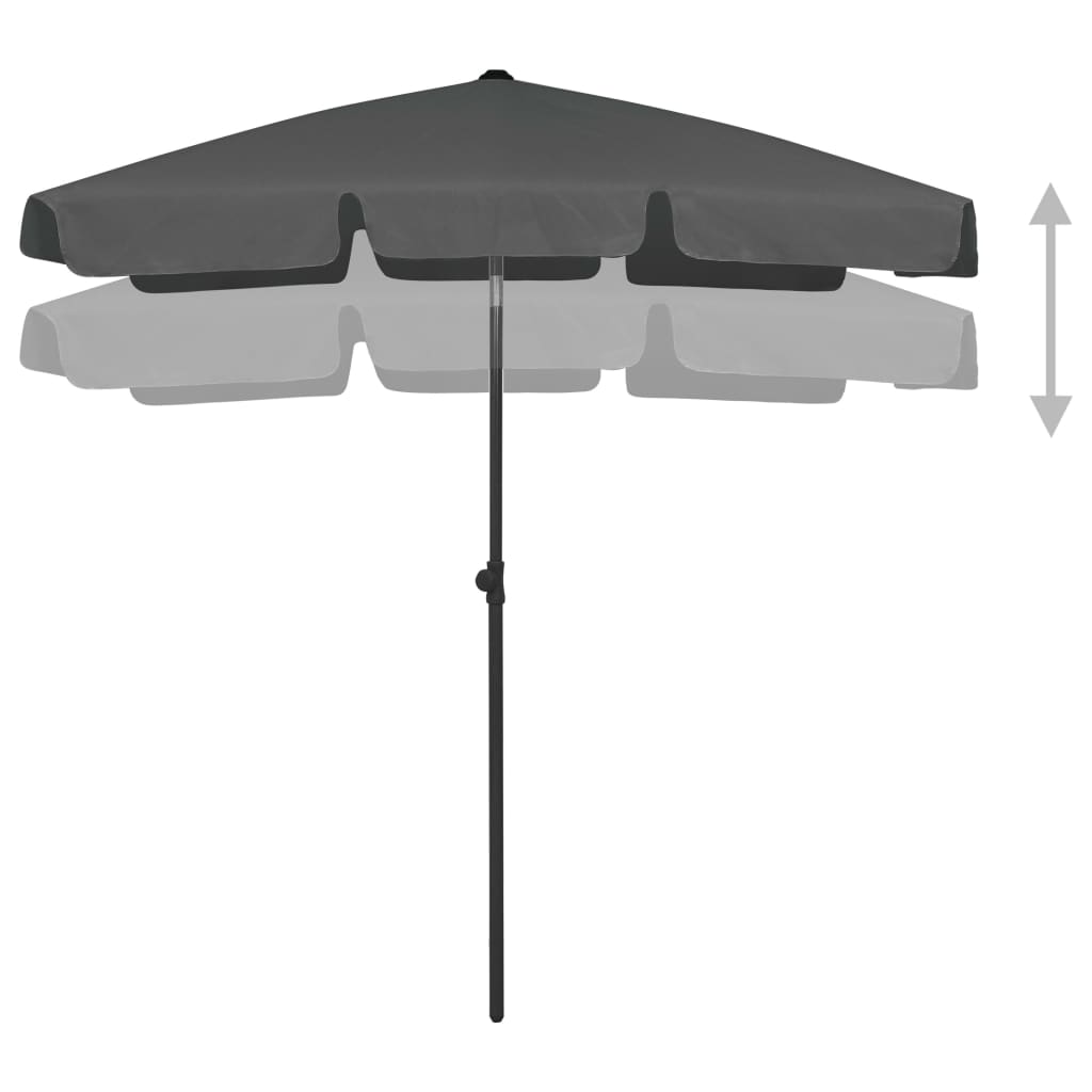 vidaXL Paplūdimio skėtis, antracito spalvos, 180x120cm