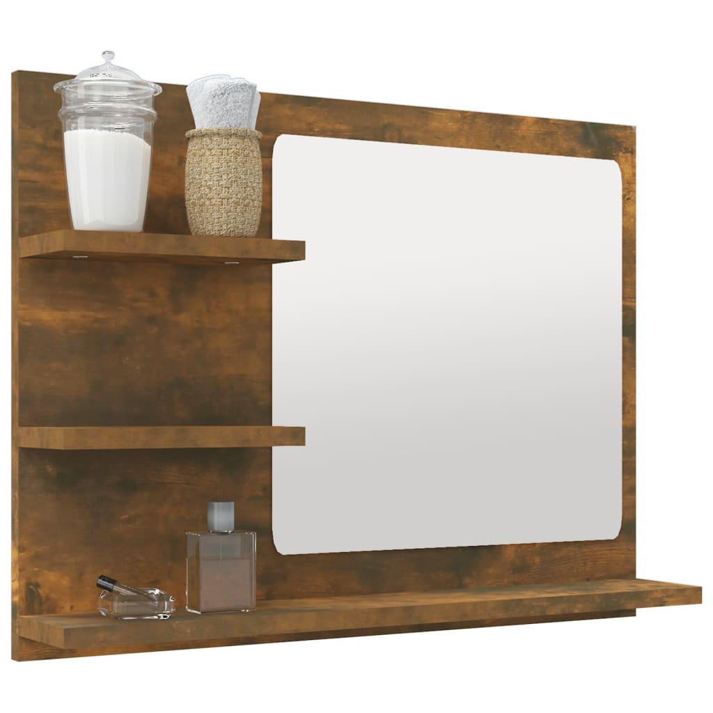 vidaXL Vonios veidrodis, dūminio ąžuolo, 60x10,5x45cm, mediena