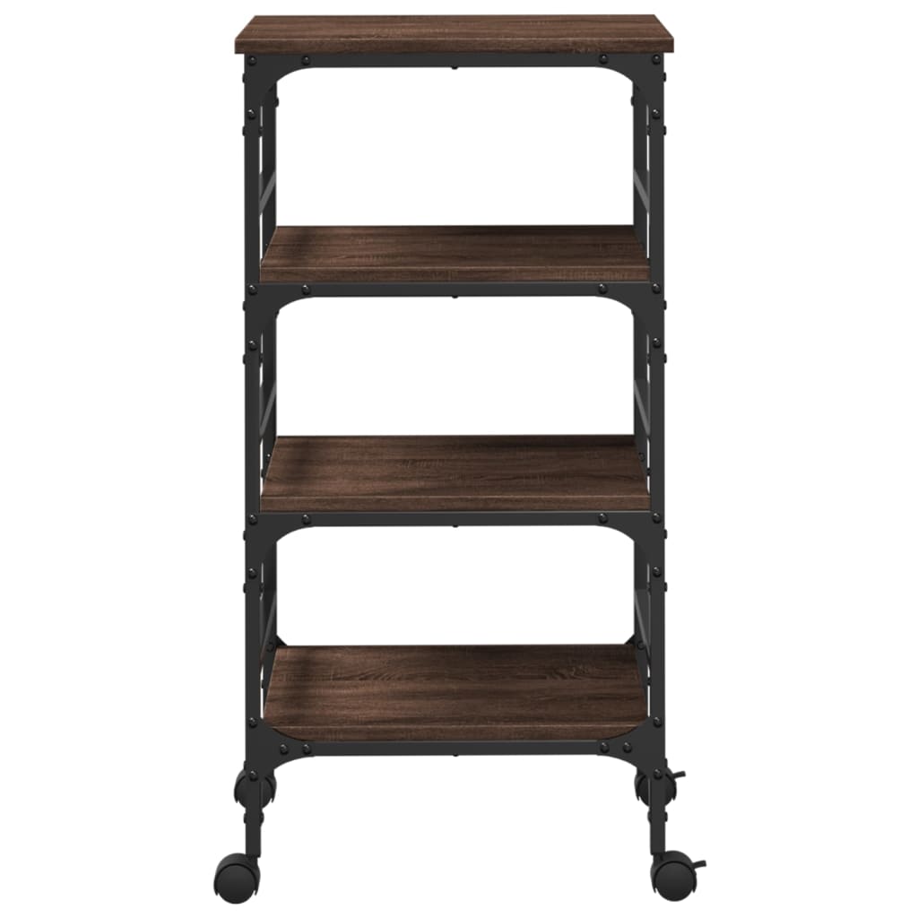 vidaXL Virtuvės vežimėlis, rudas ąžuolo, 45x35x89,5cm, mediena