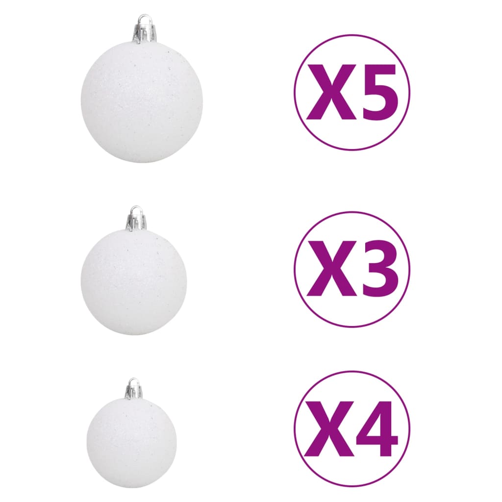 vidaXL Dirbtinė apšviesta Kalėdų eglutė su žaisliukais, balta, 150cm