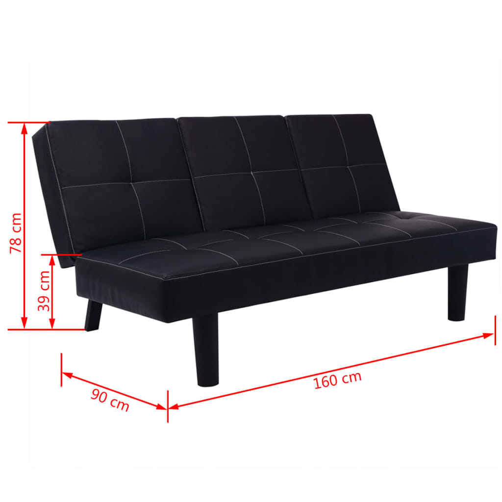 vidaXL Sofa-lova, dirbtinė oda, juoda