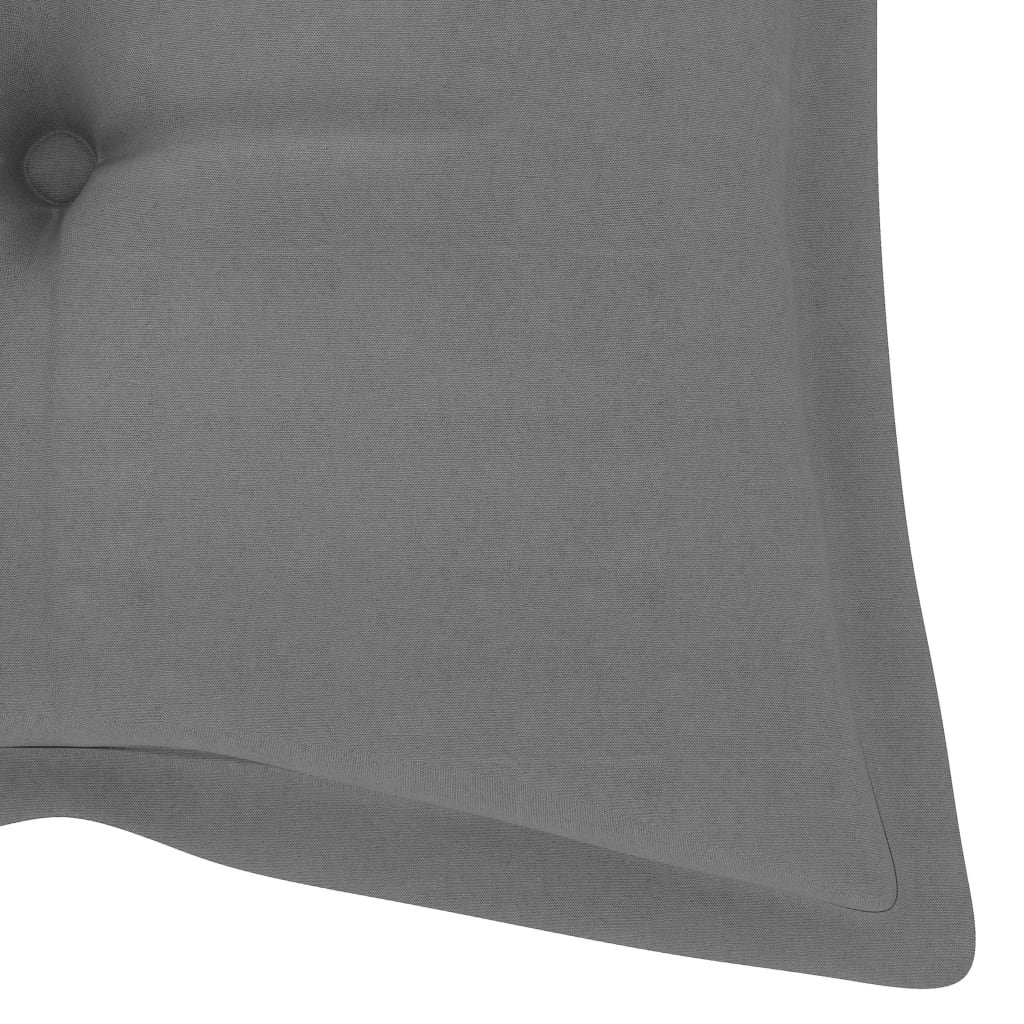 vidaXL Supamas suoliukas su pilka pagalvėle, 120cm, tikmedžio masyvas