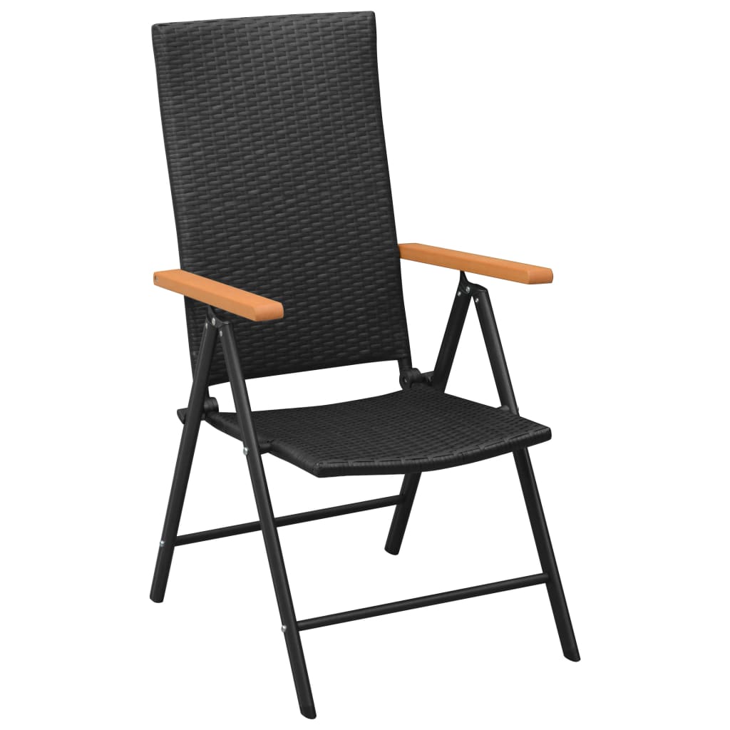 vidaXL Sodo kėdės, 4vnt., juodos spalvos, poliratanas