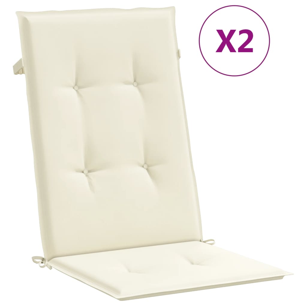 vidaXL Sodo kėdės pagalvėlės, 2vnt., kreminės, 120x50x3cm, audinys