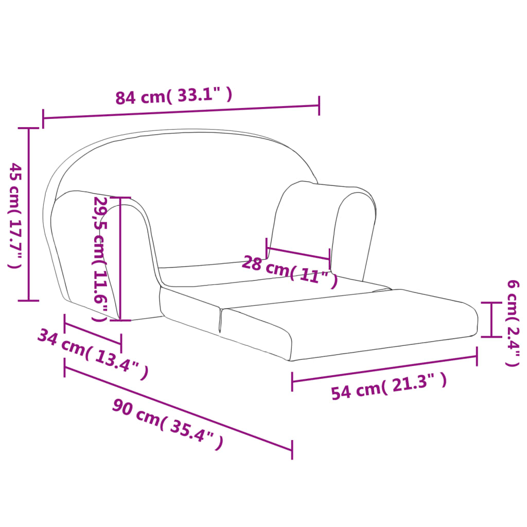 vidaXL Vaikiška dvivietė sofa-lova, antracito, minkštas pliušas