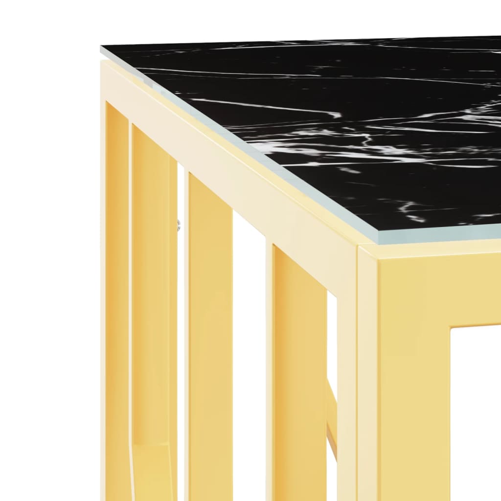 vidaXL Kavos staliukas, auksinis, 50x50x50cm, plienas ir stiklas