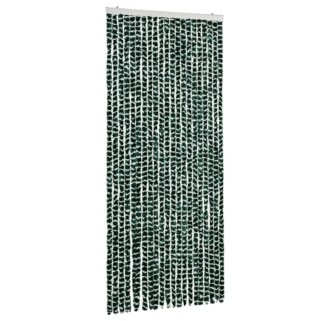vidaXL Užuolaida nuo vabzdžių, žalia ir balta, 90x220 cm, šenilis
