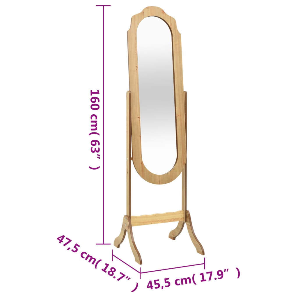 vidaXL Laisvai pastatomas veidrodis, 45,5x47,5x160cm, apdirbta mediena