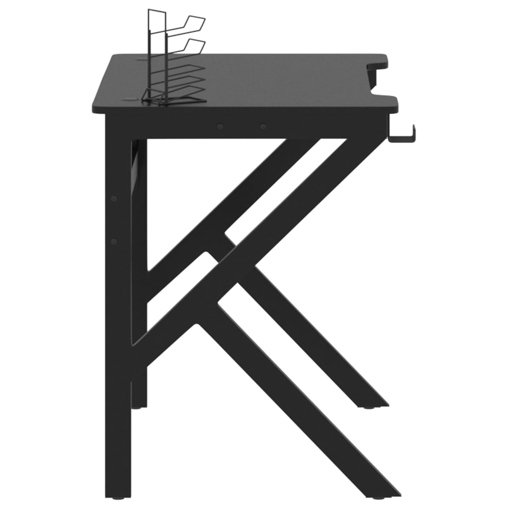 vidaXL Žaidimų stalas su K formos kojelėmis, juodas, 90x60x75cm