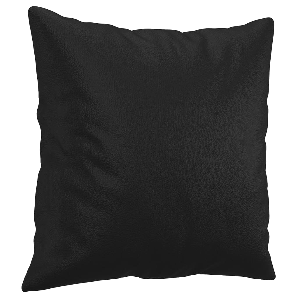vidaXL Sofos komplektas su pagalvėmis, 3 dalių, juodas, dirbtinė oda
