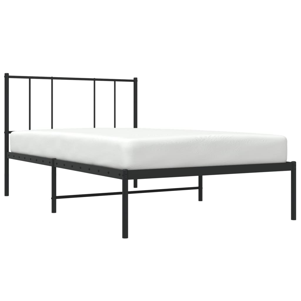 vidaXL Metalinis lovos rėmas su galvūgaliu, juodos spalvos, 100x190cm