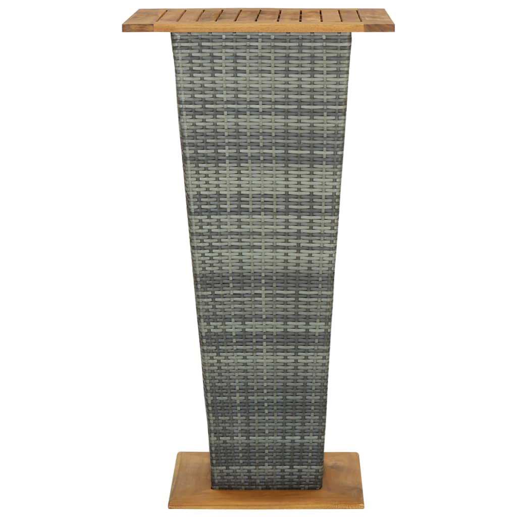 vidaXL Baro staliukas, pilkas, 60x60x110cm, poliratanas ir akacija