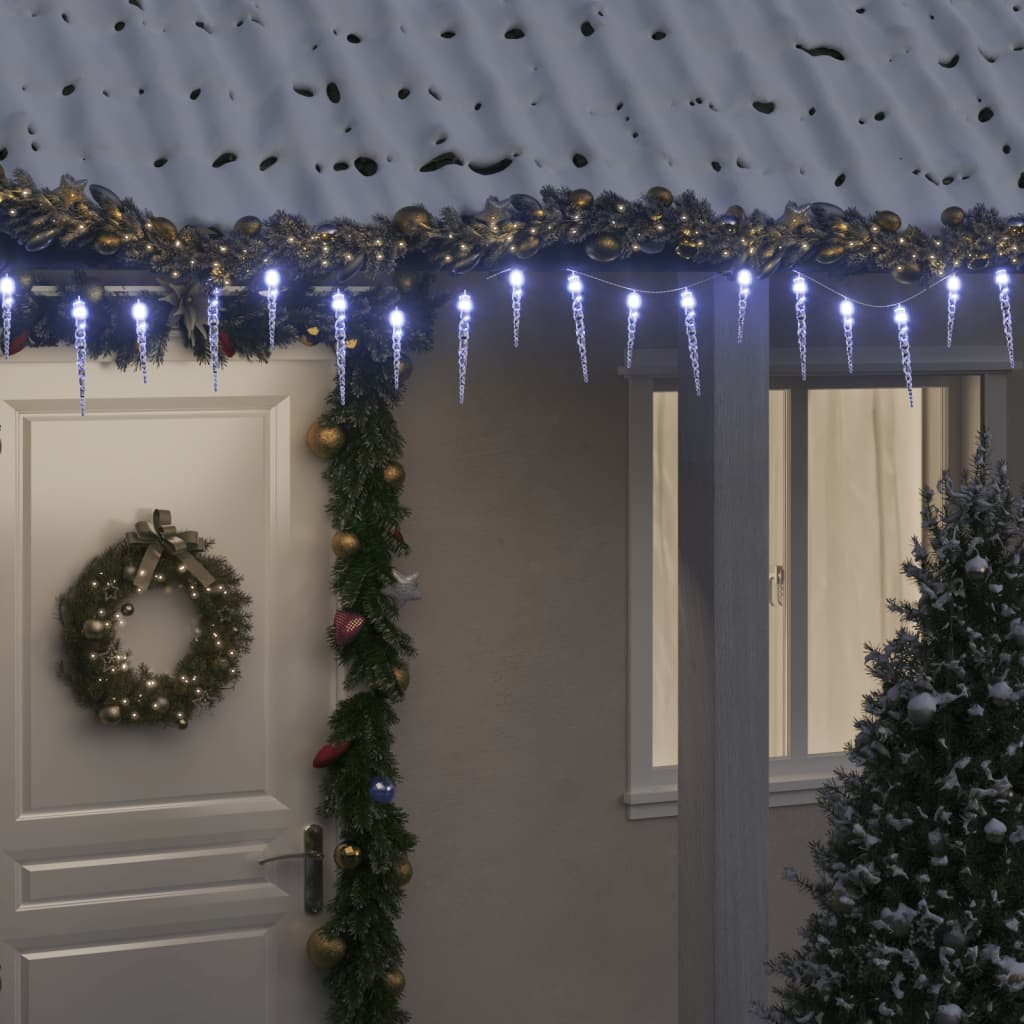 vidaXL Kalėdinė girlianda varvekliai, 200 šaltų baltų LED, akrilas/PVC