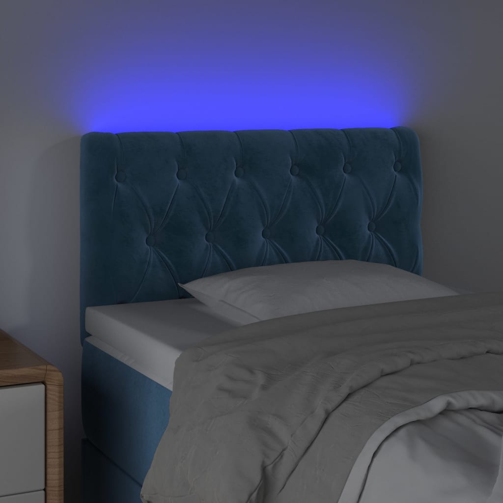 vidaXL Galvūgalis su LED, tamsiai mėlynas, 80x7x78/88cm, aksomas