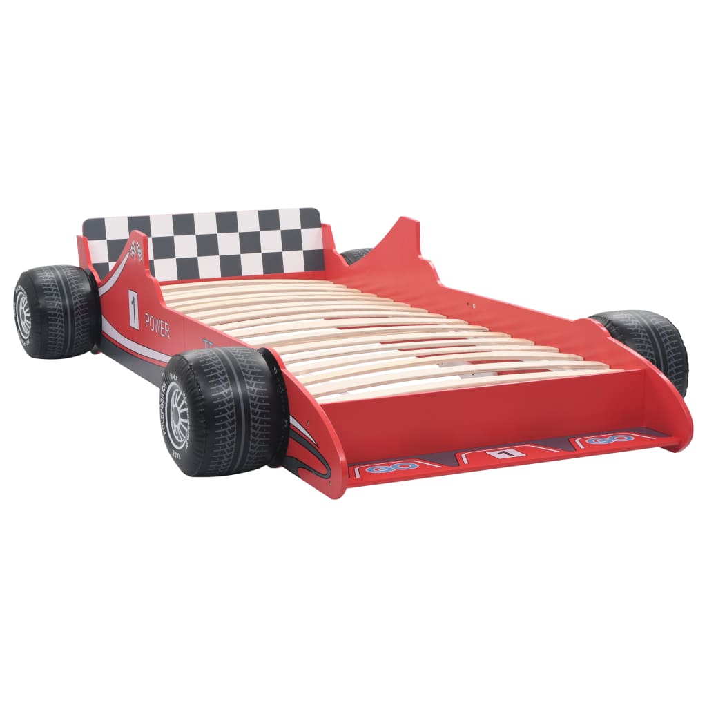 vidaXL Vaikiška lova lenktyninė mašina, 90x200 cm, raudona