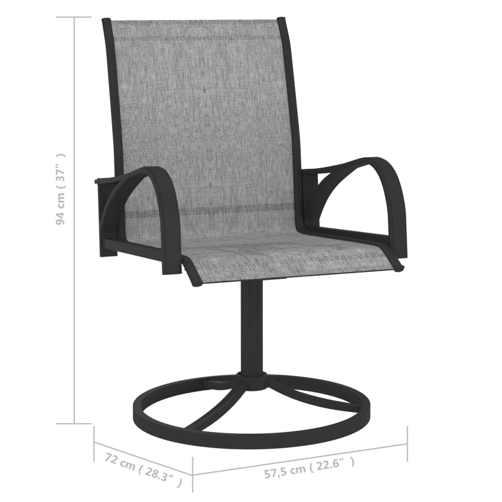 vidaXL Pasukamos sodo kėdės, 2vnt, pilkos, tekstilenas ir plienas