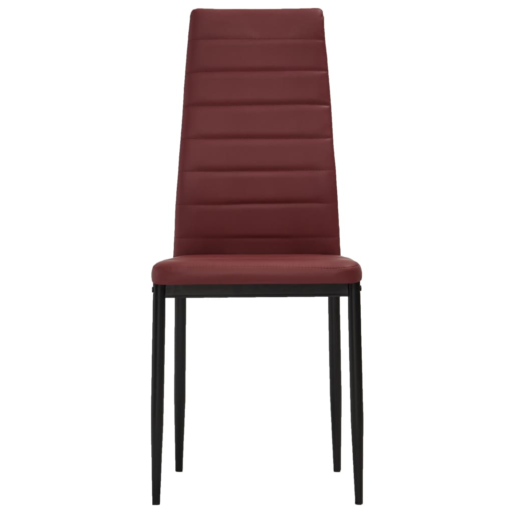 vidaXL Valgomojo kėdės, 6 vnt., raudonojo vyno spalvos, dirbtinė oda