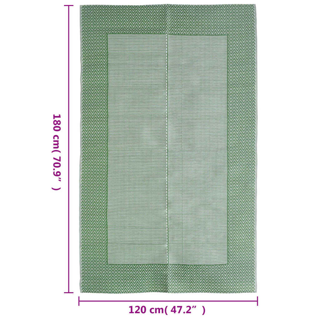 vidaXL Lauko kilimas, žalios spalvos, 120x180cm, PP