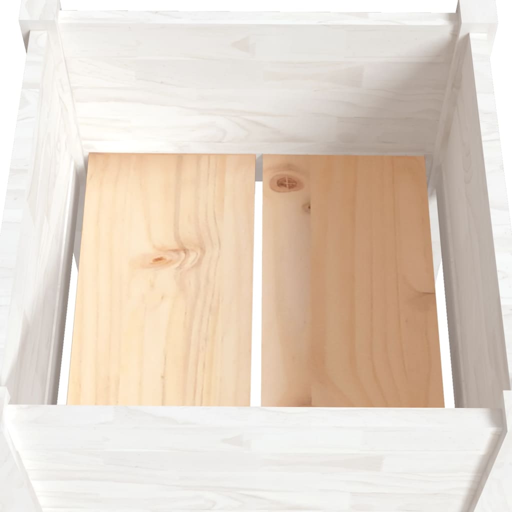 vidaXL Sodo lovelis, baltas, 40x40x70 cm, pušies medienos masyvas