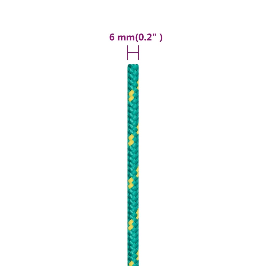 vidaXL Valties virvė, žalios spalvos, 6mm, 250m, polipropilenas