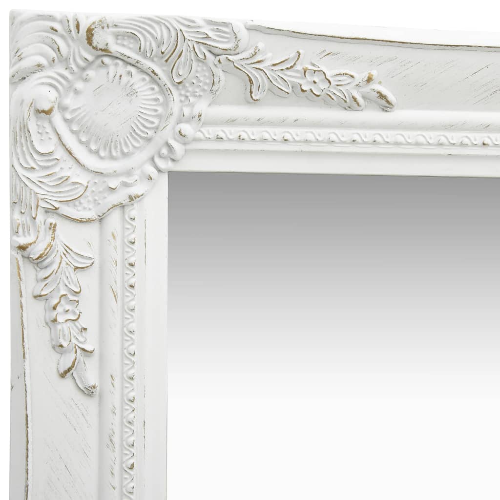 vidaXL Sieninis veidrodis, baltas, 40x40cm, barokinis stilius