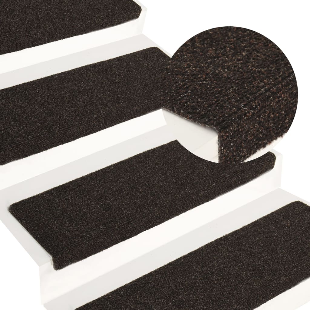 vidaXL Laiptų kilimėliai, 15vnt., 65x21x4 cm, perforuoti adatomis