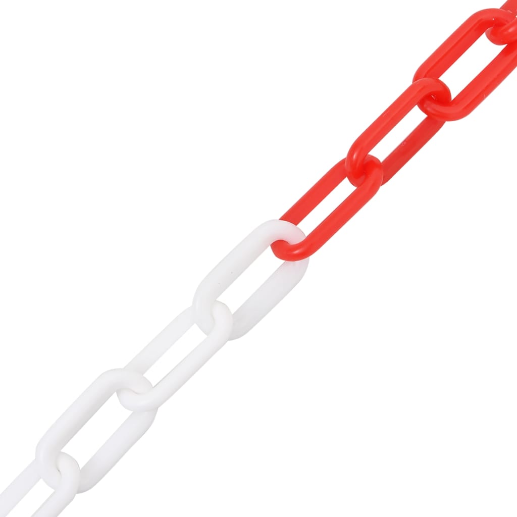 vidaXL Įspėjamoji grandinė, raudonos/baltos spalvos, 100m, plastikas