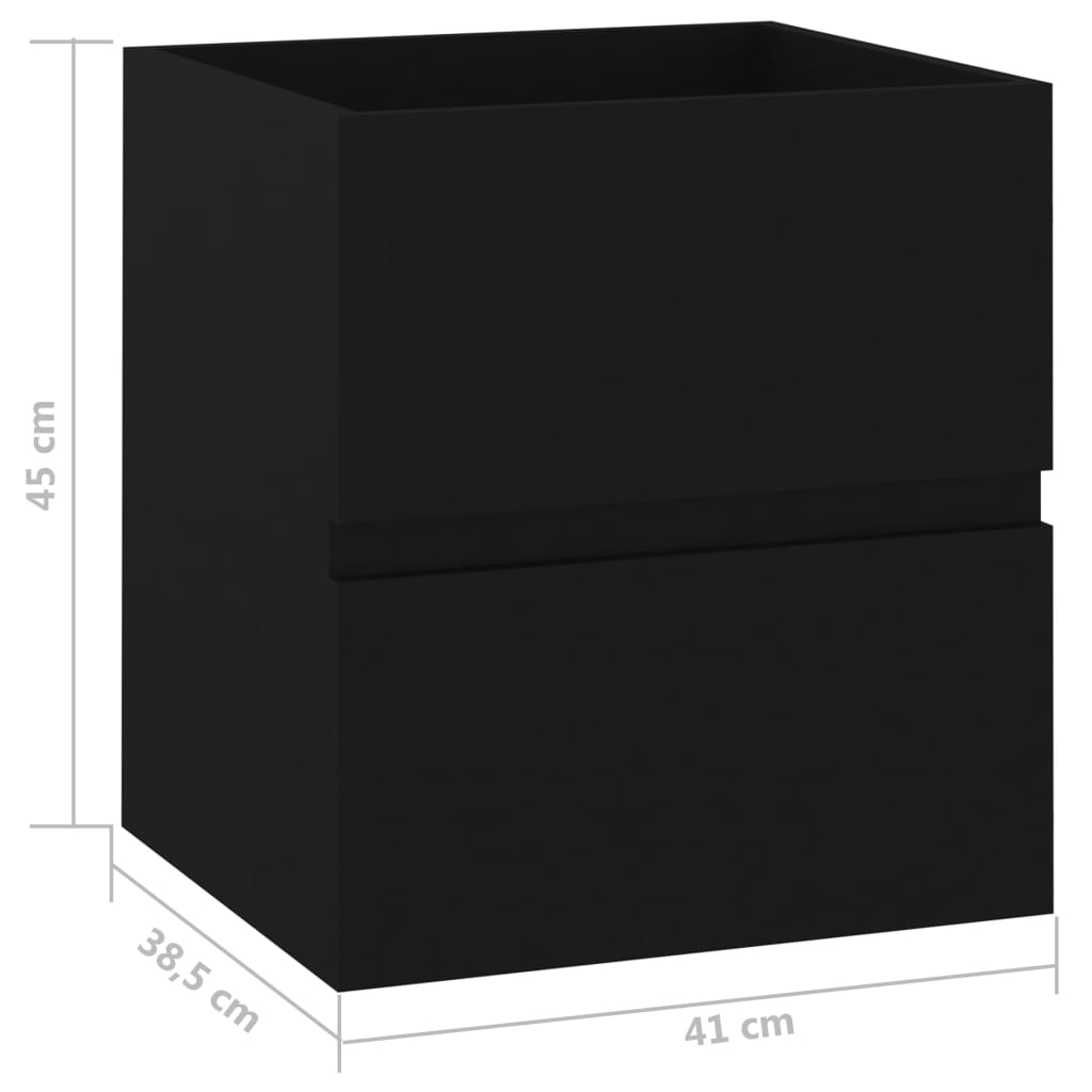 vidaXL Vonios kambario baldų komplektas, juodos spalvos, MDP