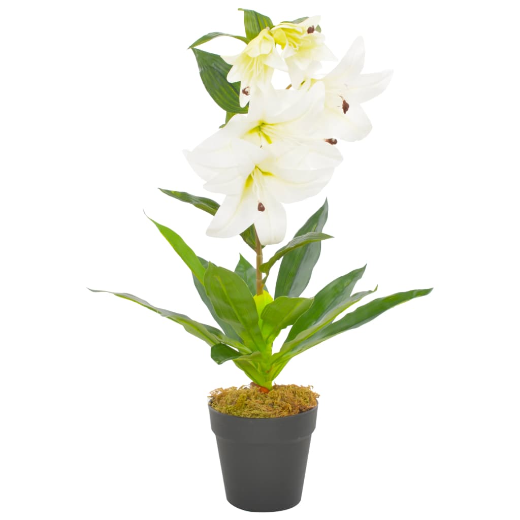 vidaXL Dirbtinė lelija su vazonu, baltos spalvos, 65cm