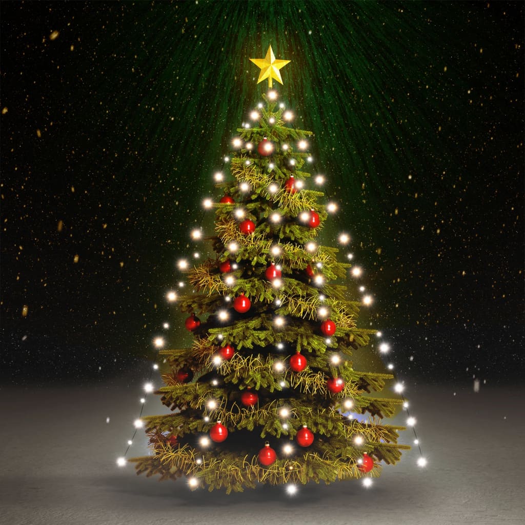 vidaXL Kalėdų eglutės girlianda su 150 šaltų baltų LED lempučių, 150cm