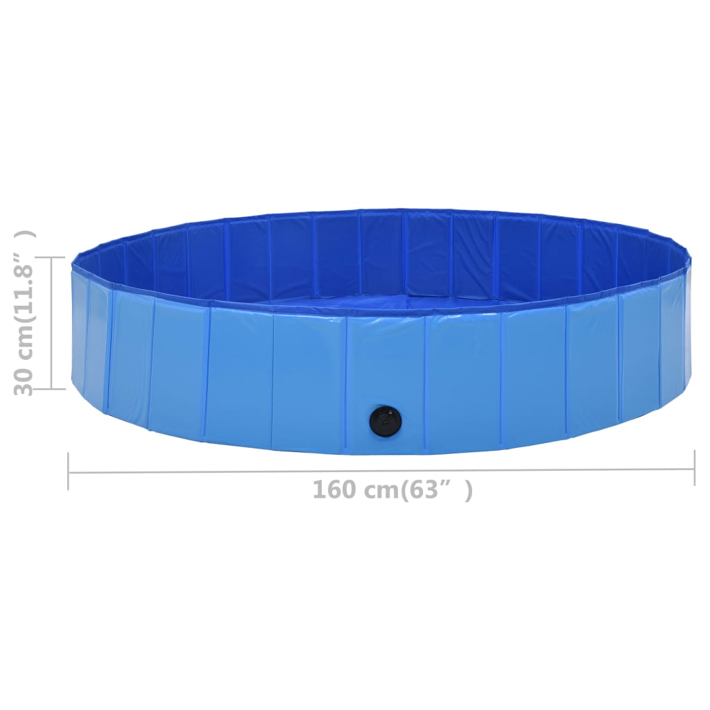 vidaXL Sulankstomas baseinas šunims, mėlynos spalvos, 160x30cm, PVC