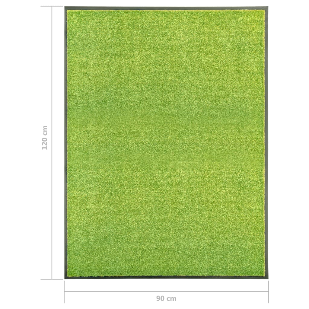 vidaXL Durų kilimėlis, žalios spalvos, 90x120cm, plaunamas