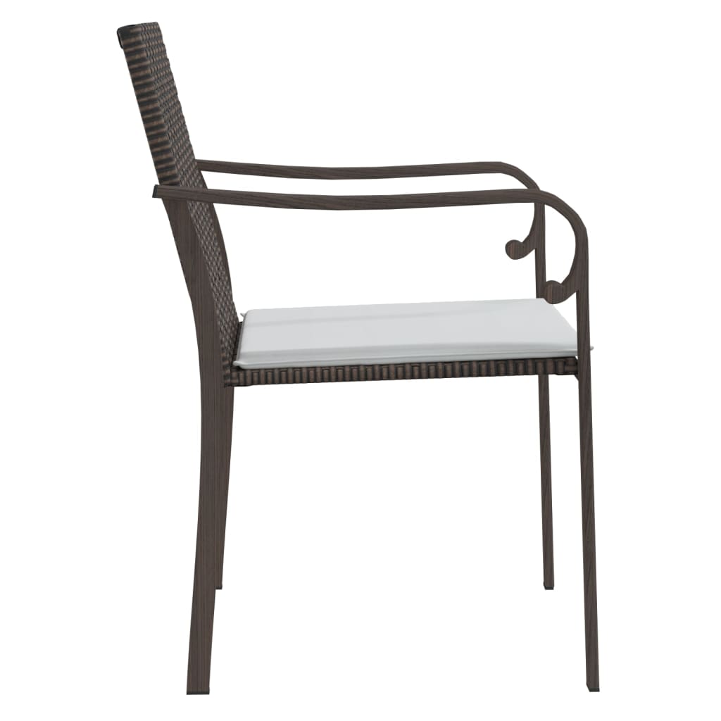 vidaXL Sodo kėdės su pagalvėmis, 6vnt., rudos, 56x59x84cm, poliratanas