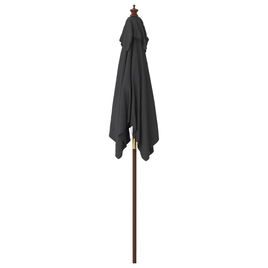 vidaXL Sodo skėtis su mediniu stulpu, juodos spalvos, 198x198x231cm