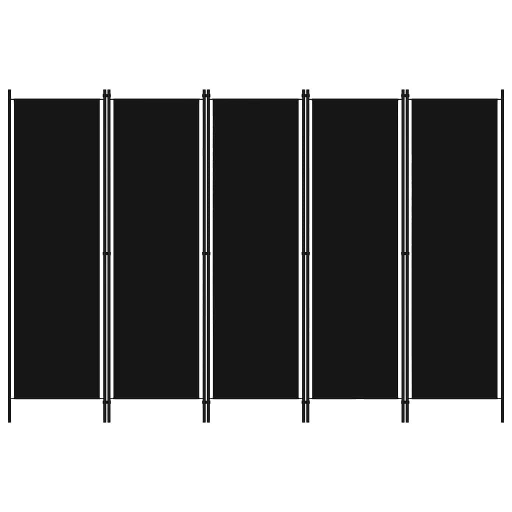 vidaXL Kambario pertvara, 5 dalių, juodos spalvos, 250x180cm