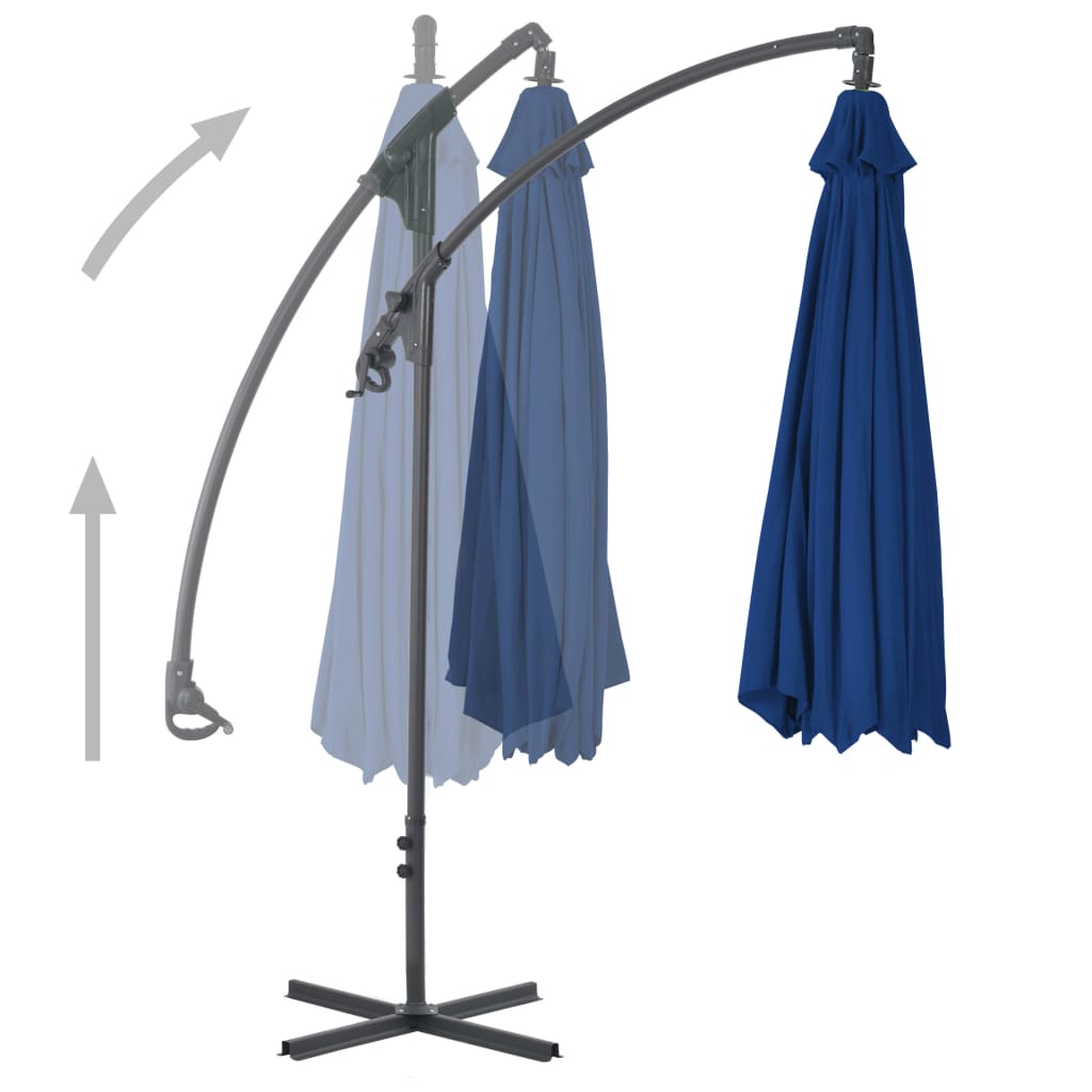 vidaXL Gembinis skėtis su plieniniu stulpu, mėlynos spalvos, 250x250cm