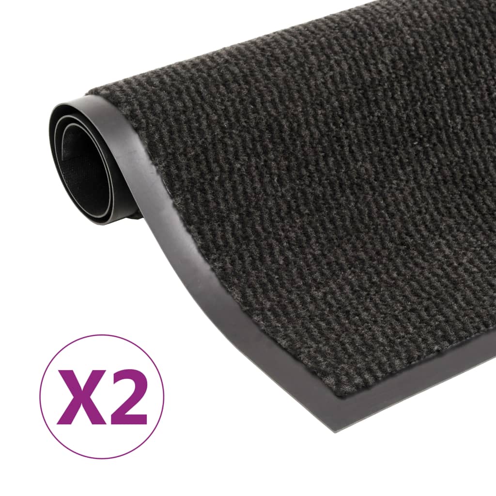 vidaXL Durų kilimėliai, 2vnt., juodi, 60x90cm, kvadratiniai