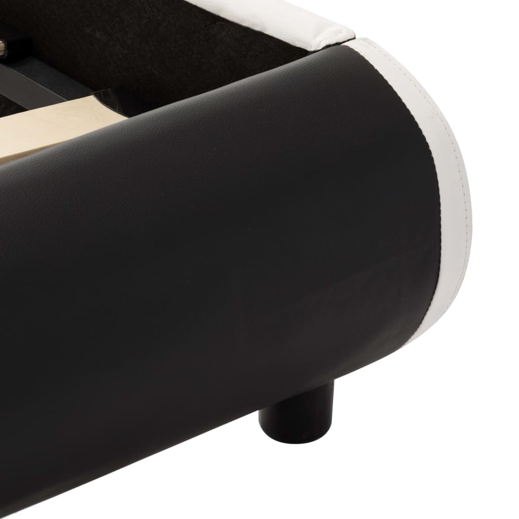 vidaXL Lovos rėmas su LED, juodos spalvos, 140x200cm, dirbtinė oda
