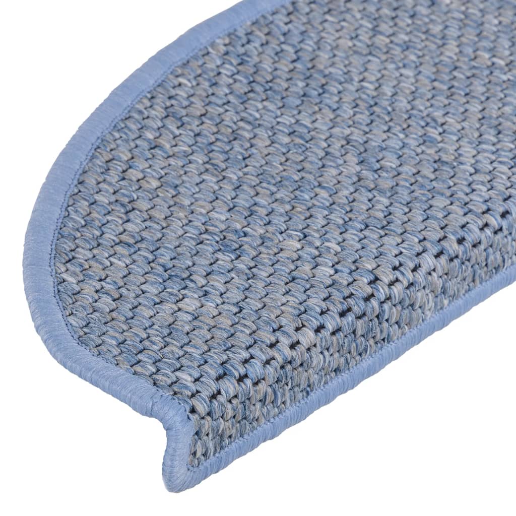 vidaXL Lipnūs laiptų kilimėliai, 15vnt., mėlynos spalvos, 65x21x4cm