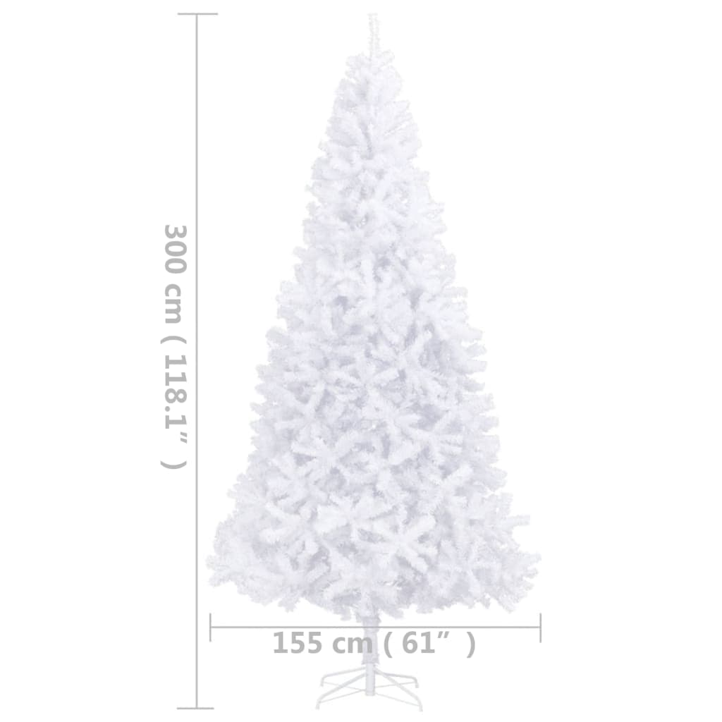 vidaXL Dirbtinė apšviesta Kalėdų eglutė, baltos spalvos, 300cm