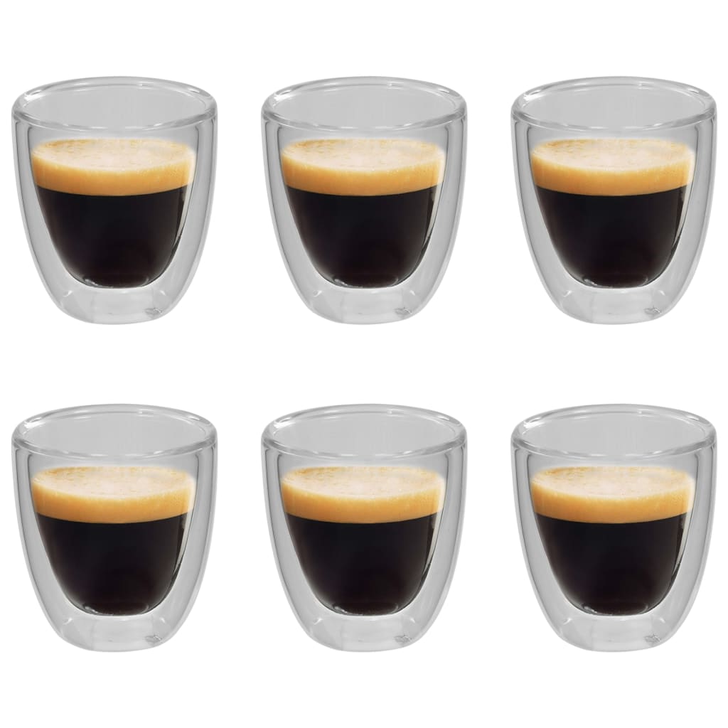 vidaXL Dvigubos sienelės termo stiklinės espresso kavai, 6vnt., 80ml