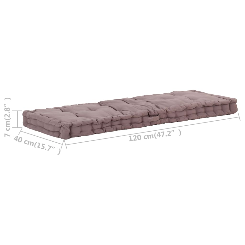 vidaXL Paletės/grindų pagalvėlė, taupe spalvos, 120x40x7cm, medvilnė