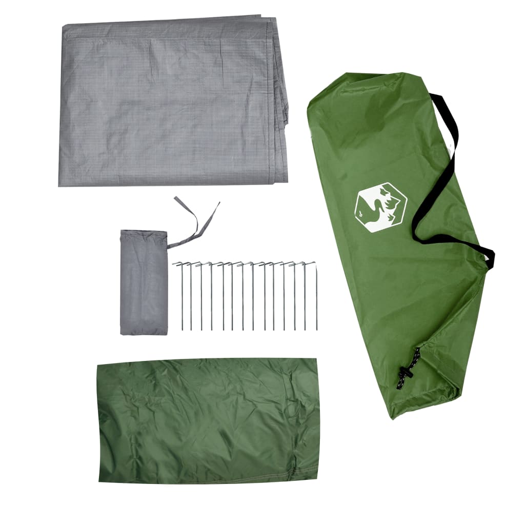 vidaXL Stovyklavimo palapinė, žalia, vienvietė, tipi dizaino